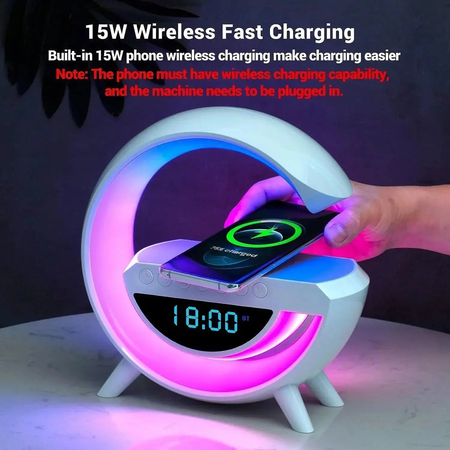 Google Digital Led wireless charger Speaker