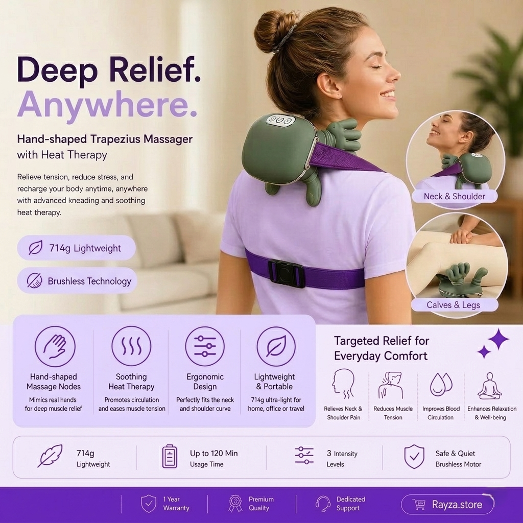 360° Heated Neck Massager | Simulated Human Hand Grip