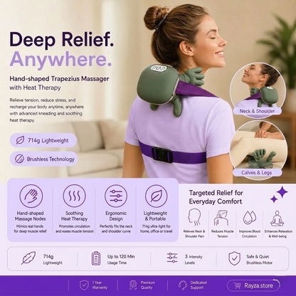 360° Heated Neck Massager | Simulated Human Hand Grip