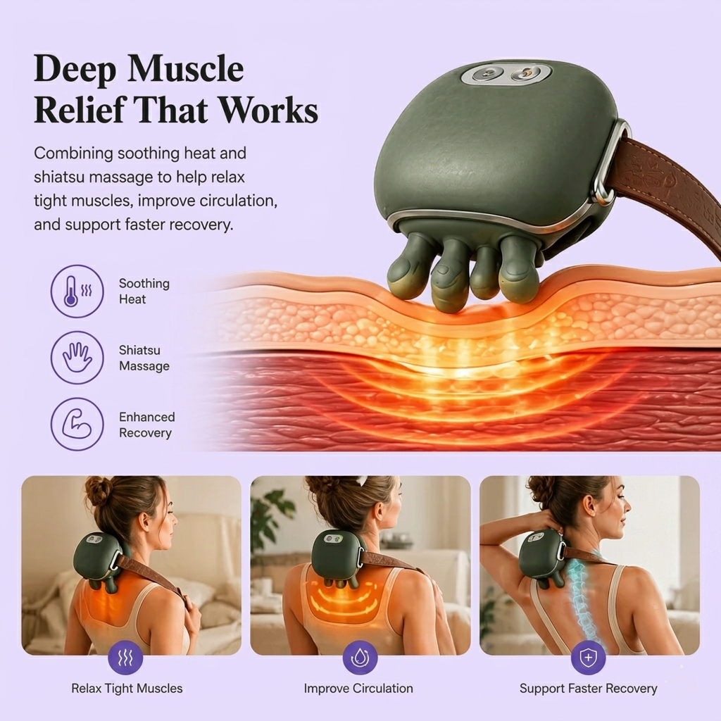 360° Heated Neck Massager | Simulated Human Hand Grip