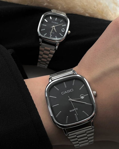 Casio Quartz Classic Silver & Black Watch For Men & Women